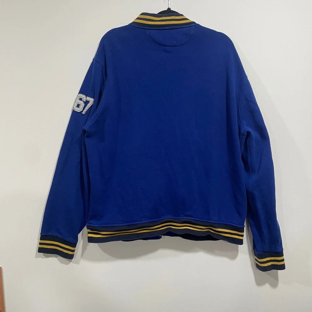 Polo Ralph Lauren Mens XL Blue Yellow Track 067 Team Varsity Sweatshirt Jacket